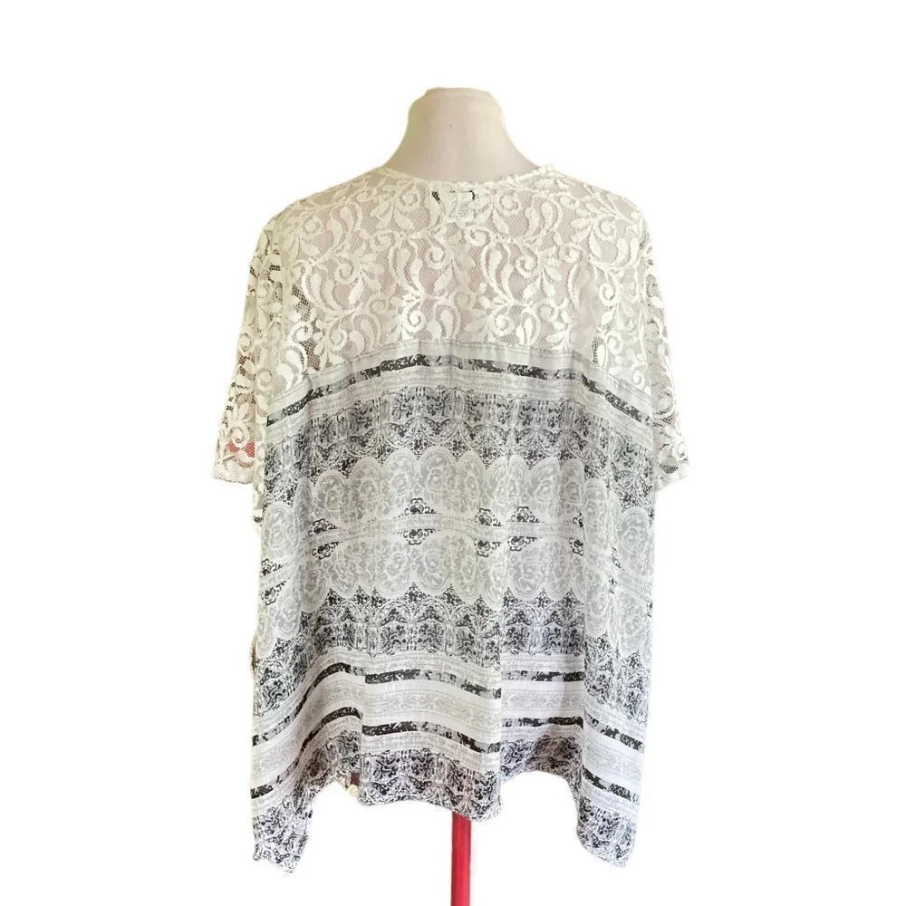 Nanette Lepore Beach Swim Cover-up, One Size, Lace Knit Kimono Ruana - Picture 4 of 8